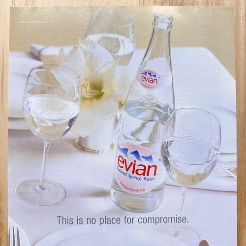 1998 evian spring water - water, glass
